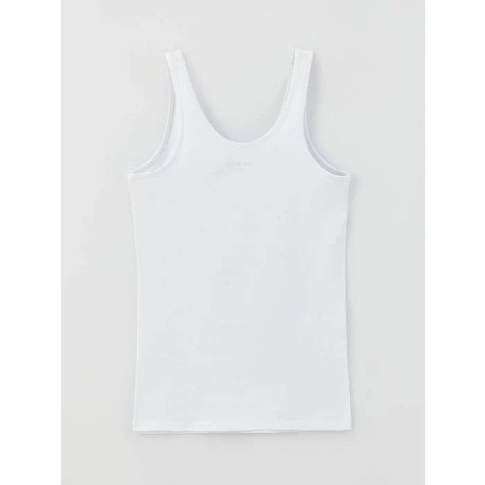 LCW DREAM Beyaz Kadın U Yaka Düz Atlet