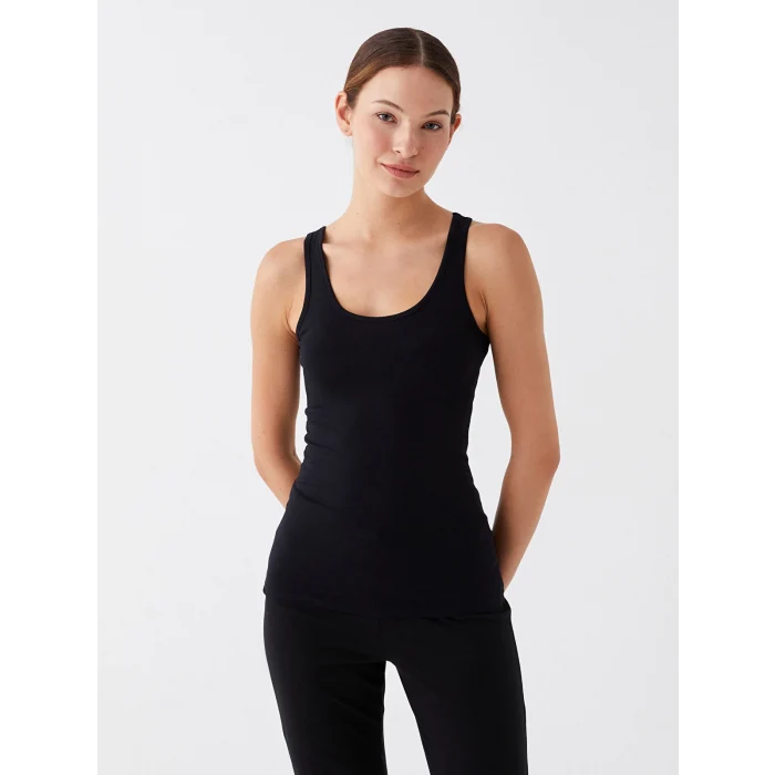 LCW DREAM Siyah Kadın U Yaka Düz Atlet