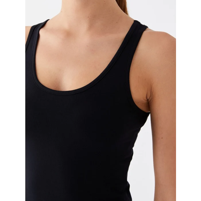 LCW DREAM Siyah Kadın U Yaka Düz Atlet