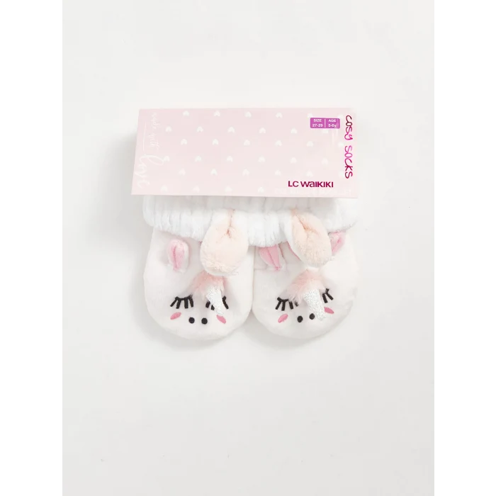 LCW Kids Pembe Kız Çocuk Ev Çorabı ve Saç Bandı