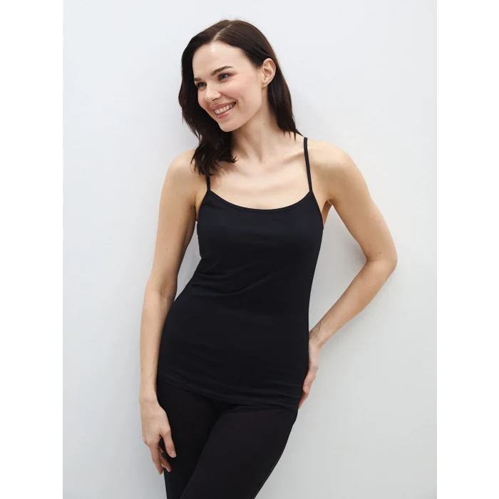 LCW DREAM Siyah U Yaka Düz Askılı Kadın Atlet