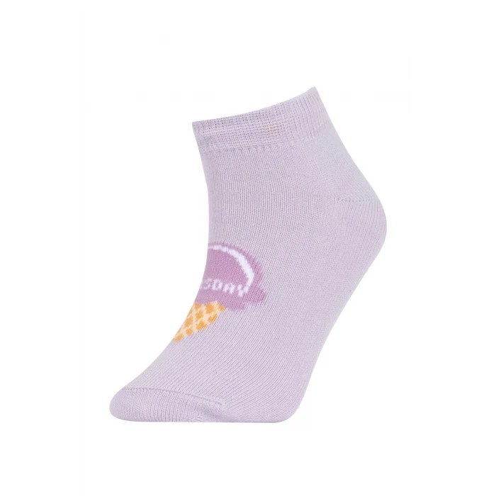 Defacto X1885 Çok Renkli Kız Çocuk 7li Pamuklu Gün Detaylı Patik Çorap