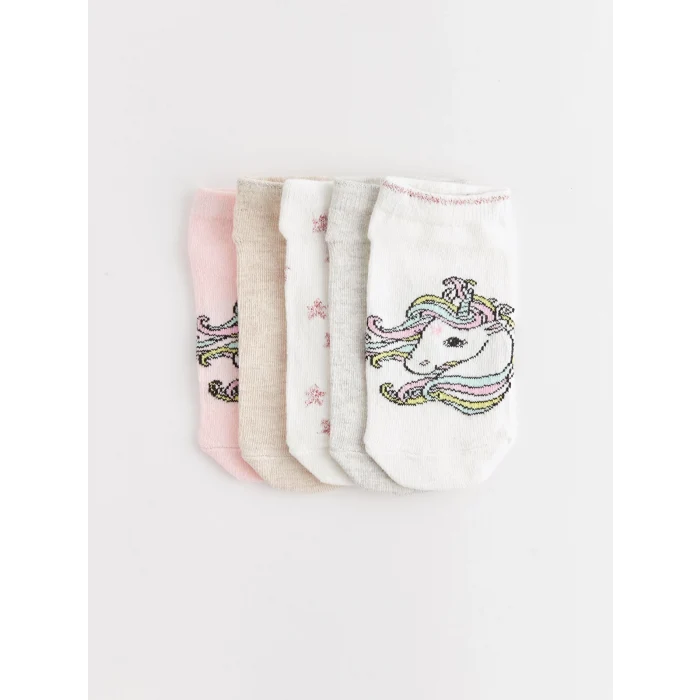 LCW Kids Ekru Desenli Kız Çocuk Patik Çorap 5li