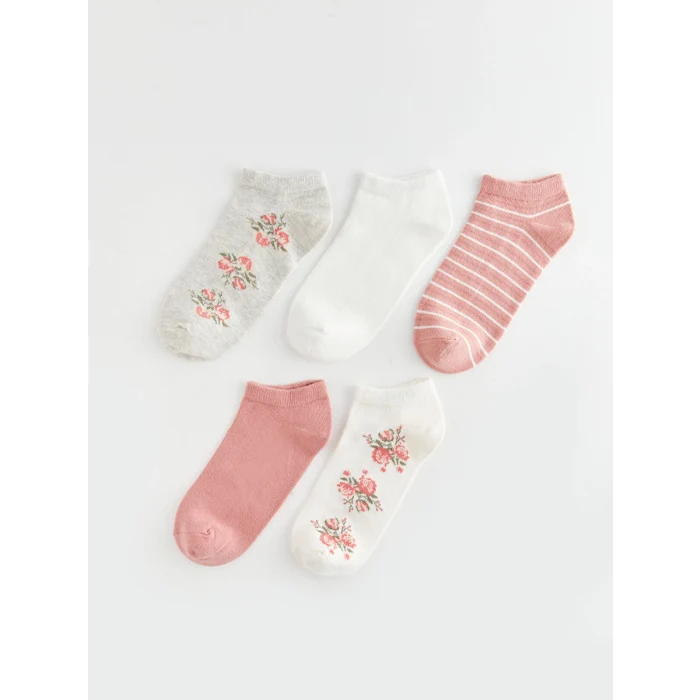 LCW DREAM Gri Desenli Kadın Patik Çorap 5 li