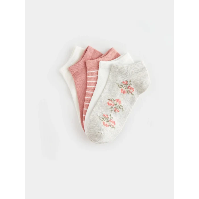 LCW DREAM Gri Desenli Kadın Patik Çorap 5 li