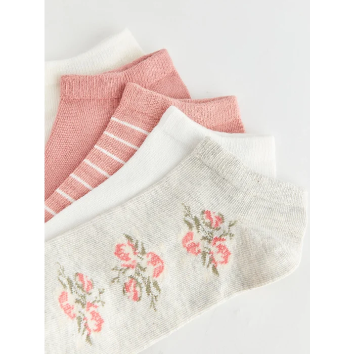 LCW DREAM Gri Desenli Kadın Patik Çorap 5 li