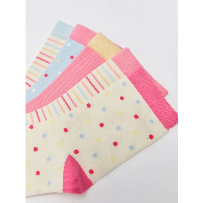 LCW Kids Bej Desenli Kız Çocuk Soket Çorap 5li