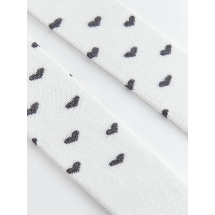LCW baby Ekru Desenli Kız Bebek Külotlu Çorap