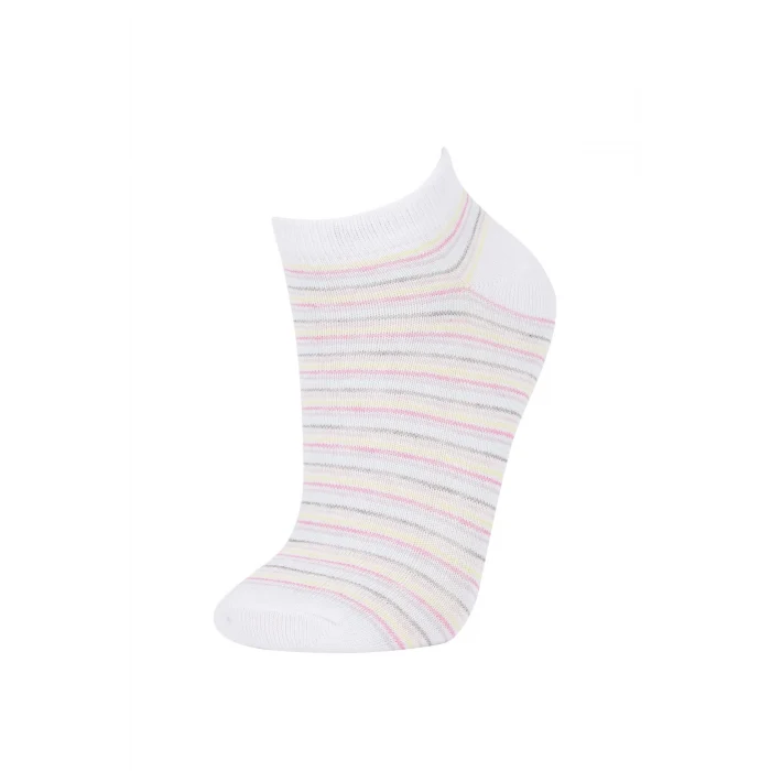 Defacto W8944 Çok Renkli Kadın 5li Pamuklu Puantiyeli Çizgili Patik Çorap