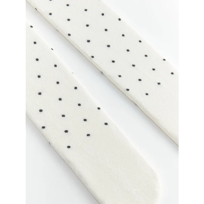 LCW baby Ekru Desenli Kız Bebek Külotlu Çorap