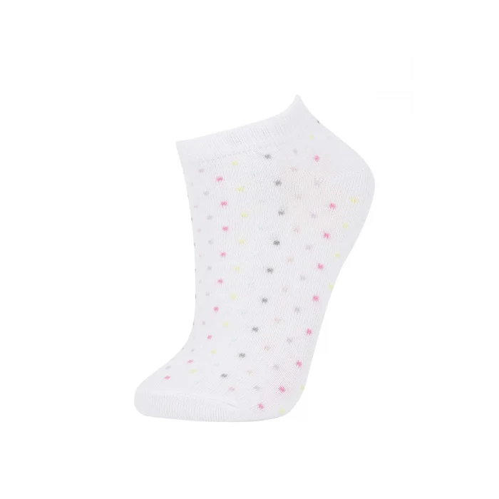 Defacto W8944 Çok Renkli Kadın 5li Pamuklu Puantiyeli Çizgili Patik Çorap