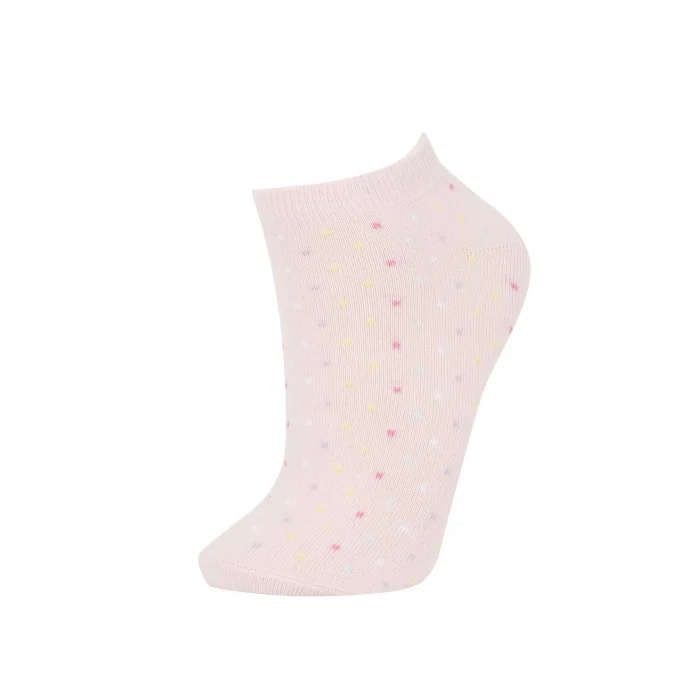 Defacto W8944 Çok Renkli Kadın 5li Pamuklu Puantiyeli Çizgili Patik Çorap