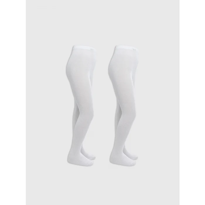 LCW Kids Beyaz Basic Kız Çocuk Külotlu Çorap 2li