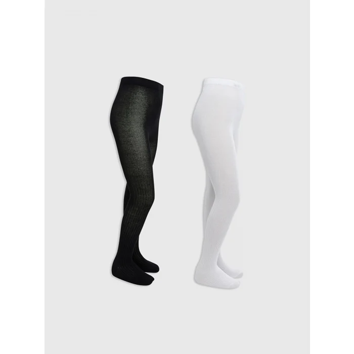 LCW Kids Siyah Basic Kız Çocuk Külotlu Çorap 2li