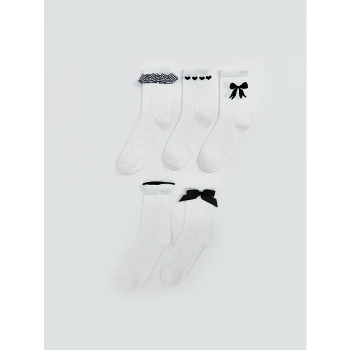 LCW Kids Beyaz Kız Çocuk Soket Çorap 5li