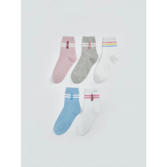 LCW Kids Pembe Desenli Kız Çocuk Soket Çorap 5li