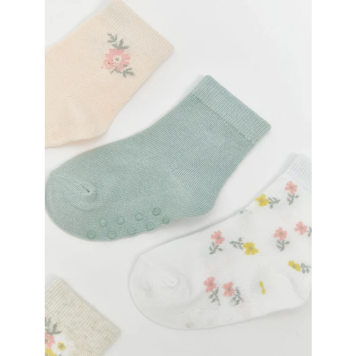 LCW baby Pembe Çiçekli Kız Çocuk Soket Çorap 5li