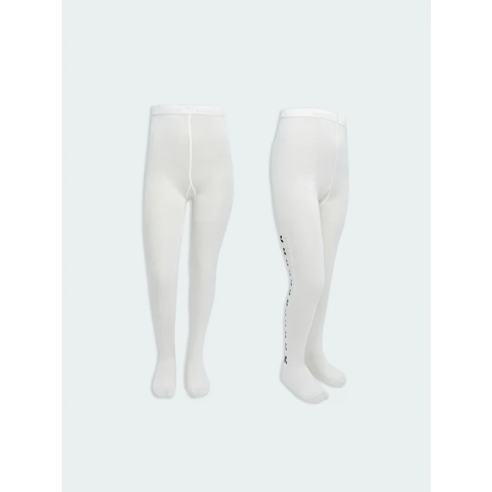 LCW Kids Ekru Desenli Kız Çocuk Külotlu Çorap 2li