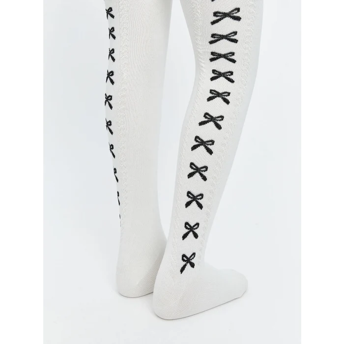 LCW Kids Ekru Desenli Kız Çocuk Külotlu Çorap 2li