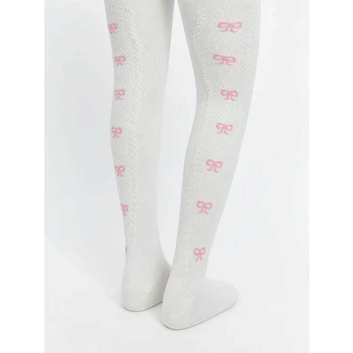 LCW Kids Ekru Desenli Kız Çocuk Külotlu Çorap 2li