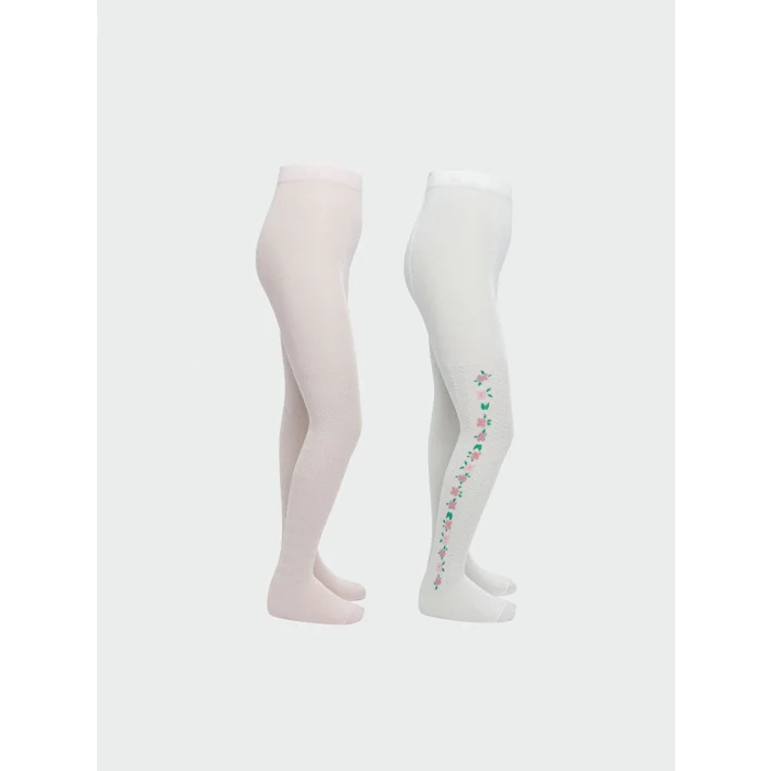 LCW Kids Ekru Kız Çocuk Külotlu Çorap 2li