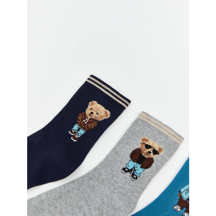 LCW Kids Karişik Ayı Teddy Desenli Erkek Çocuk Soket Çorap 5li