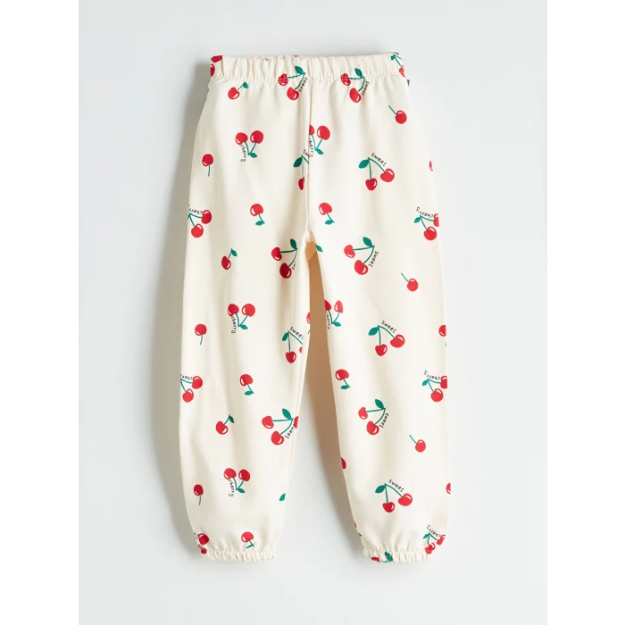 LCW Kids Ekru Kiraz Baskılı Kız Çocuk Jogger Eşofman Altı