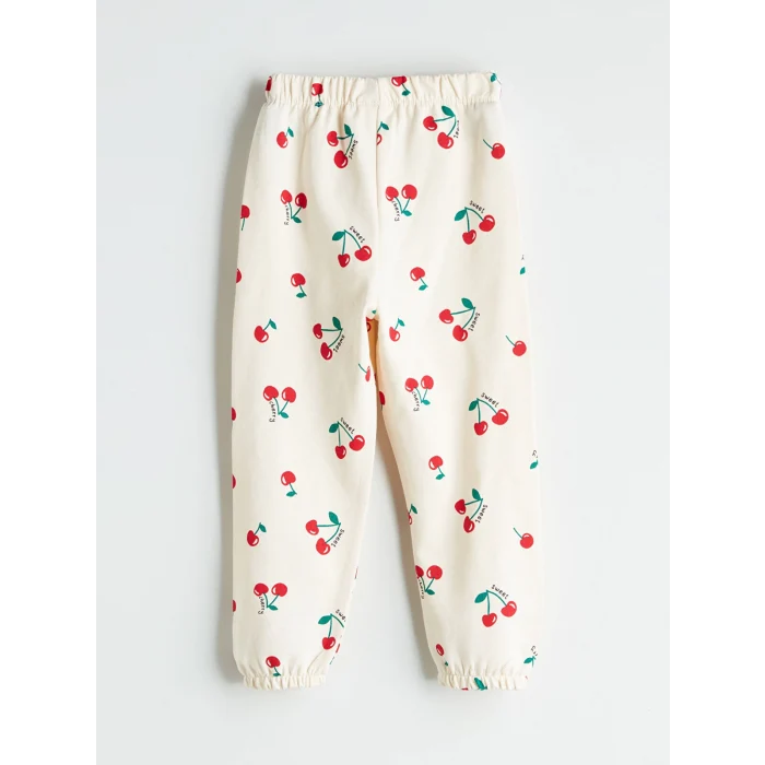 LCW Kids Ekru Kiraz Baskılı Kız Çocuk Jogger Eşofman Altı