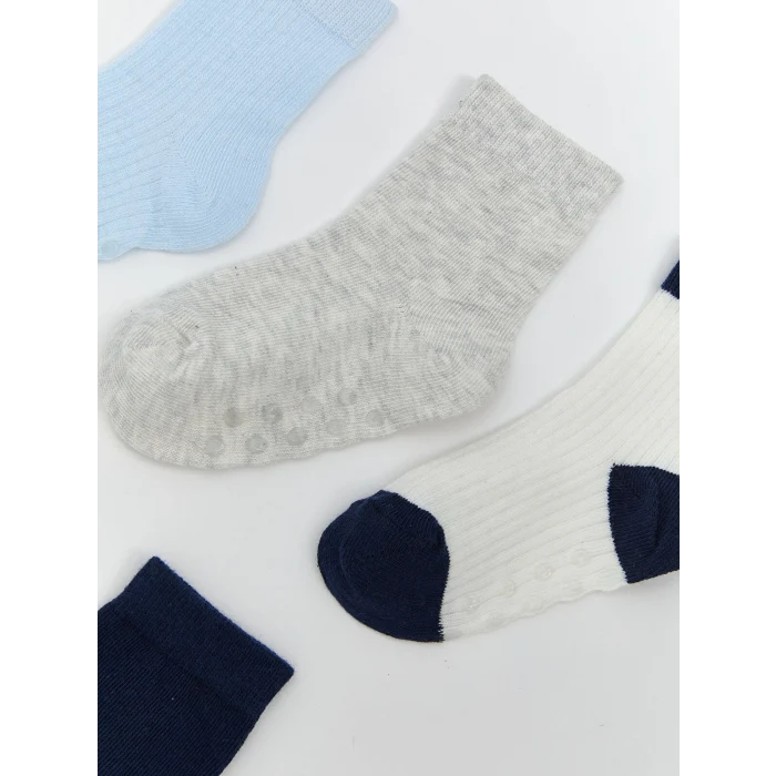 LCW baby Mavi Desenli Erkek Bebek Soket Çorap 5li