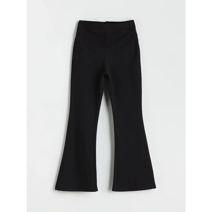 LCW Kids Siyah Beli Lastikli İspanyol Paça Kız Çocuk Tayt