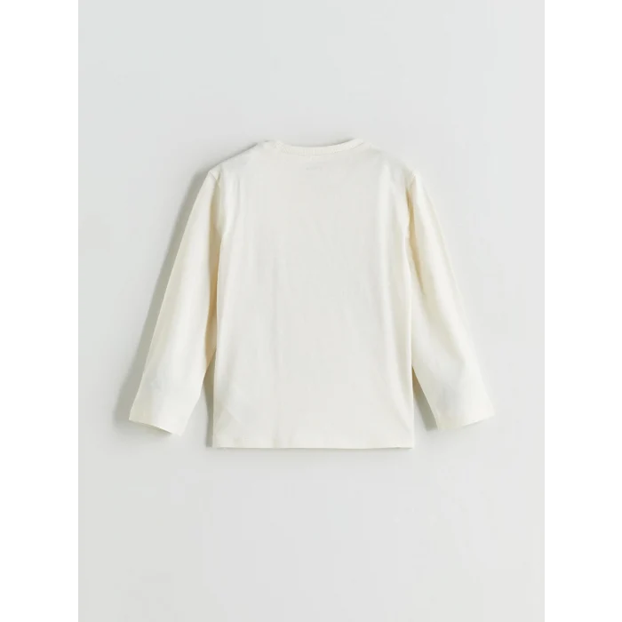 LCW Kids Bej Bisiklet Yaka Kaplan Baskılı Erkek Çocuk Tişört