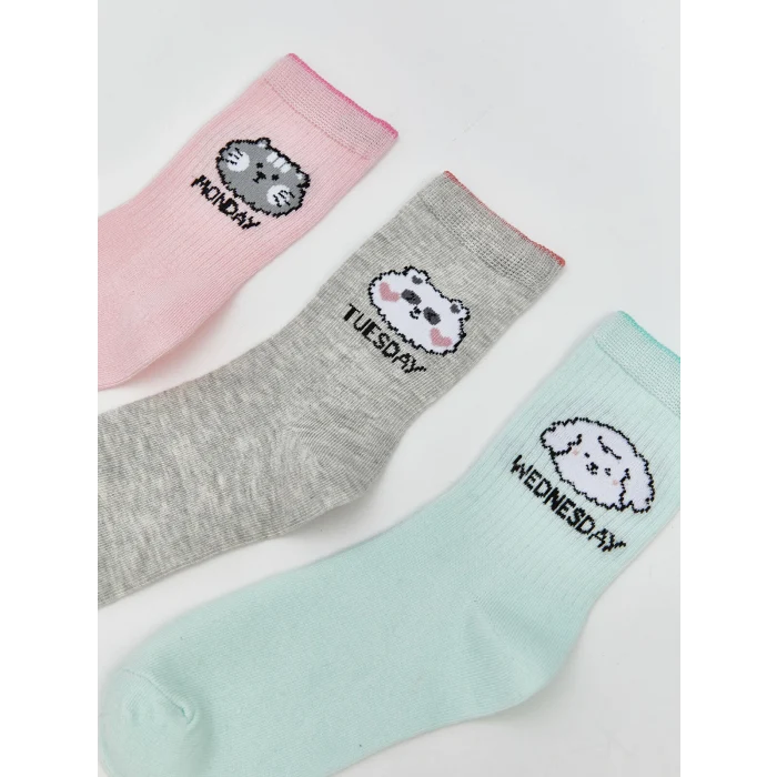 LCW Kids Pembe Desenli Kız Çocuk Soket Çorap 5li