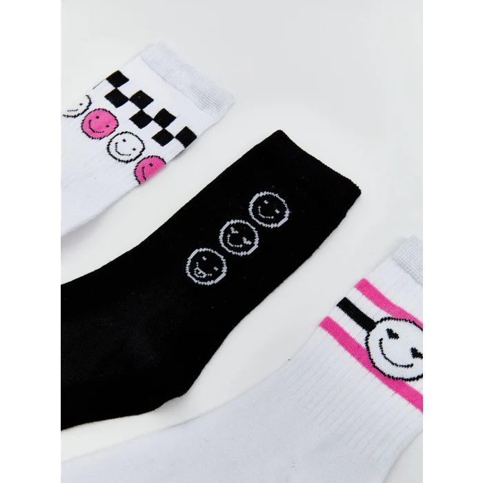LCW Kids Beyaz Desenli Kız Çocuk Soket Çorap 5li