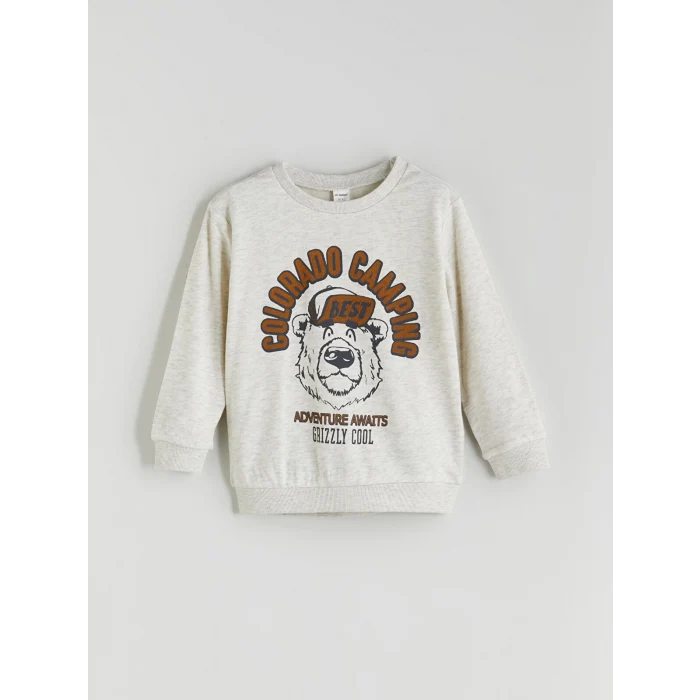 LCW Kids Beyaz Bisiklet Yaka Erkek Çocuk Sweatshirt