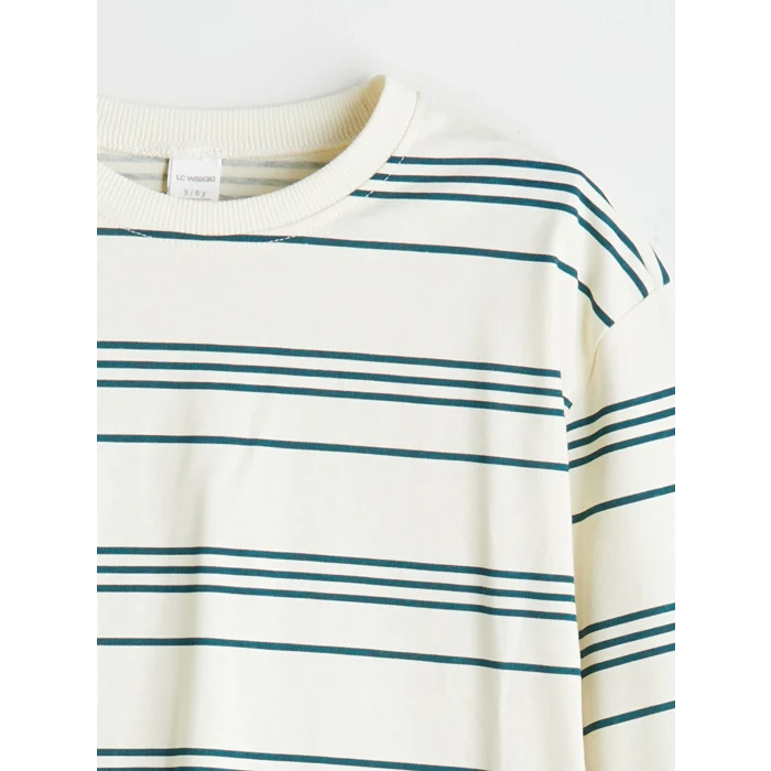 LCW Kids Petrol Bisiklet Yaka Uzun Kollu Erkek Çocuk Tişört