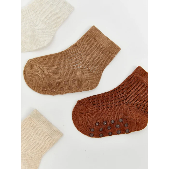 LCW baby Kahverengi Desenli Erkek Bebek Soket Çorap 5li