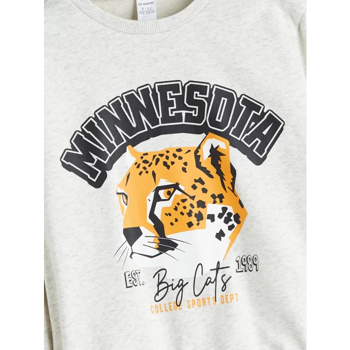 LCW Kids Beyaz Bisiklet Yaka Erkek Çocuk Sweatshirt