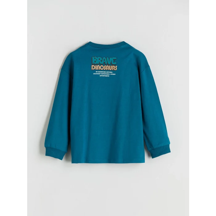 LCW Kids Petrol Dinozor Baskılı Erkek Çocuk Sweatshirt
