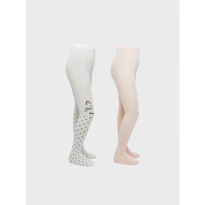 LCW Kids Ekru Kız Çocuk Külotlu Çorap 2li