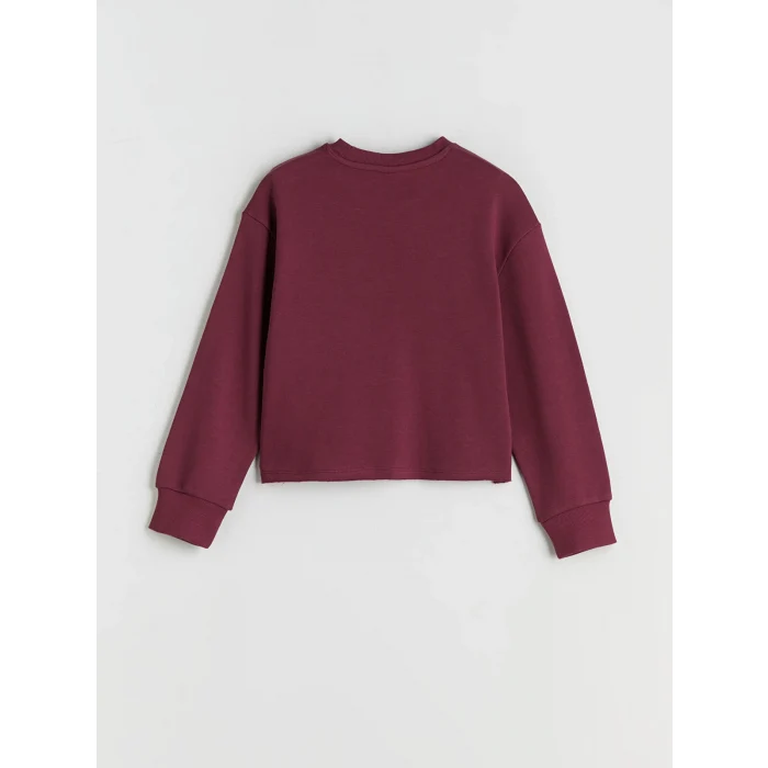 LCW Kids Mürdüm Bisiklet Yaka Baskılı Kız Çocuk Sweatshirt