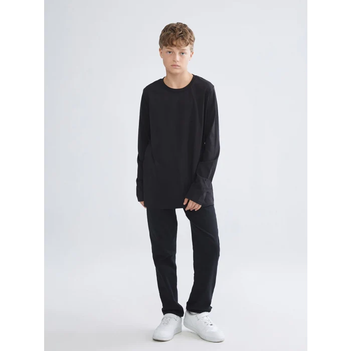 LCW Kids Siyah Bisiklet Yaka Erkek Çocuk Tişört