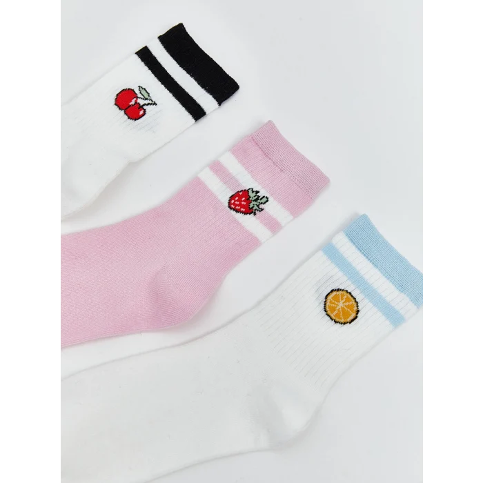 LCW Kids Beyaz Desenli Kız Çocuk Soket Çorap 5li