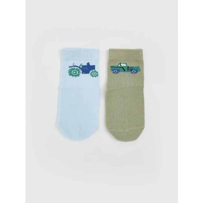 LCW baby Mavi Baskılı Erkek Bebek Soket Çorap 5li