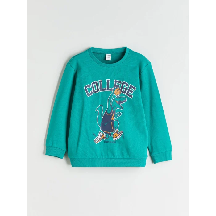 LCW Kids Yeşil Bisiklet Yaka Erkek Çocuk Sweatshirt