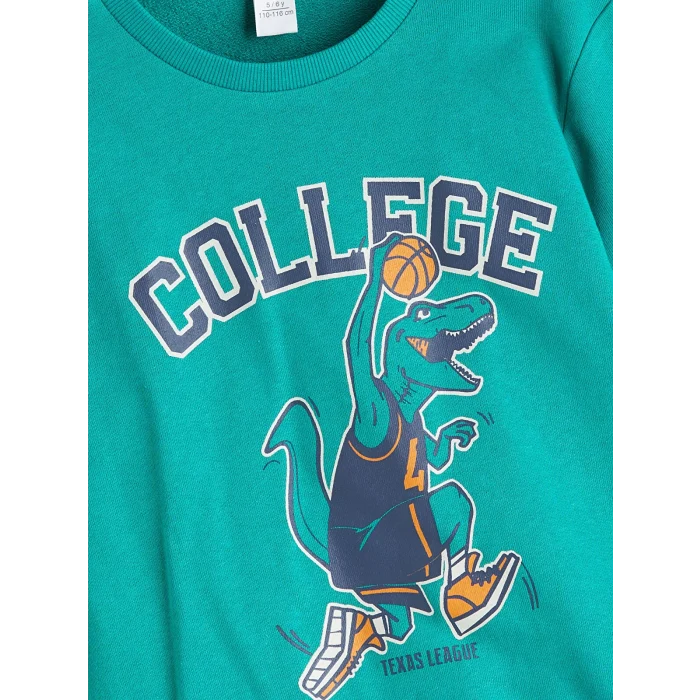 LCW Kids Yeşil Bisiklet Yaka Erkek Çocuk Sweatshirt