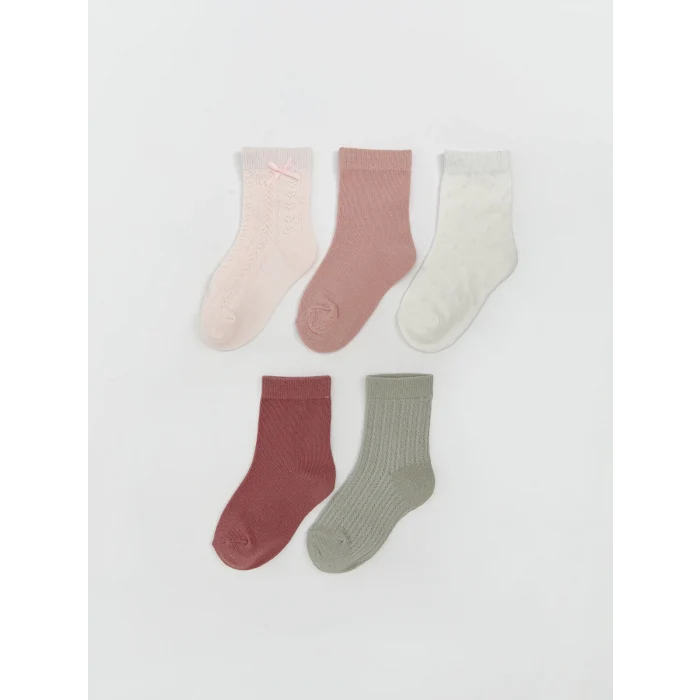 LCW baby Pembe Desenli Kız Bebek Soket Çorap 5li