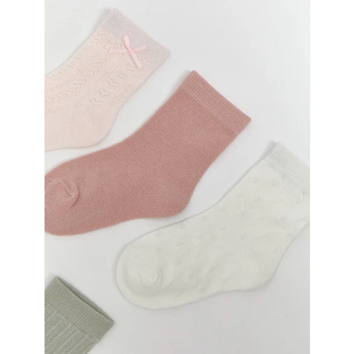 LCW baby Pembe Desenli Kız Bebek Soket Çorap 5li