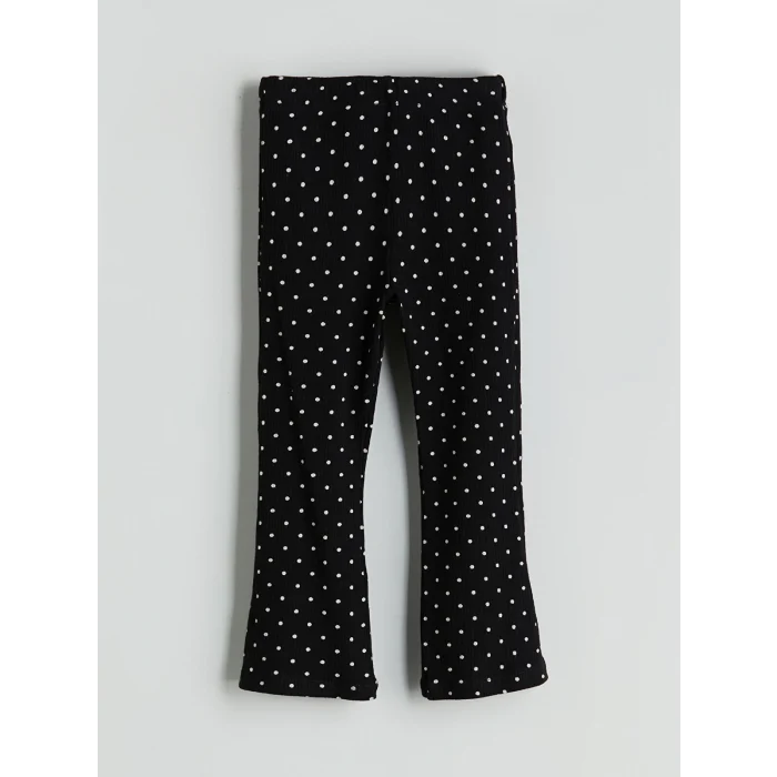 LCW Kids Siyah Beli Lastikli Desenli Kız Çocuk Tayt