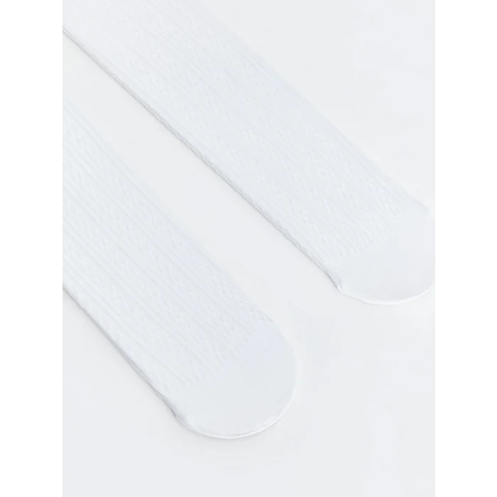 LCW DREAM Beyaz Kendinden Desenli Kız Çocuk İnce Külotlu Çorap 2li