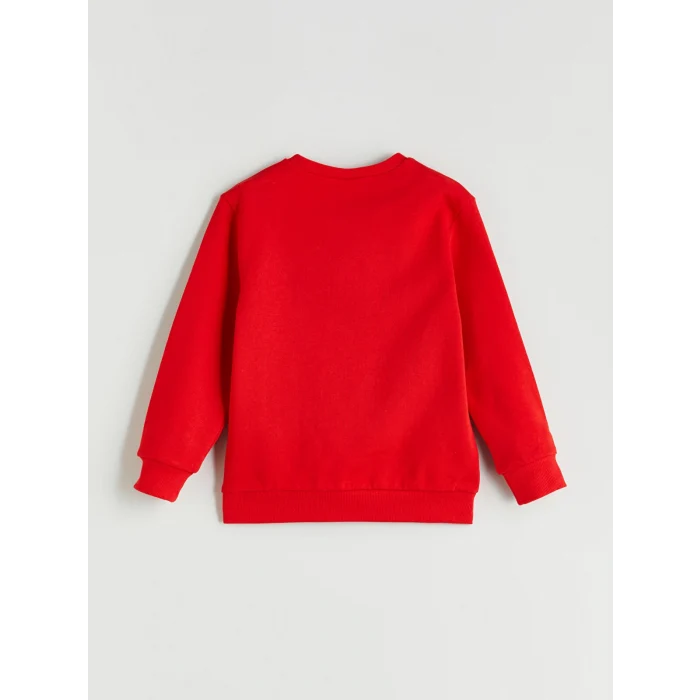 LCW Kids Kirmizi Bisiklet Yaka Baskılı Uzun Kollu Erkek Çocuk Sweatshirt